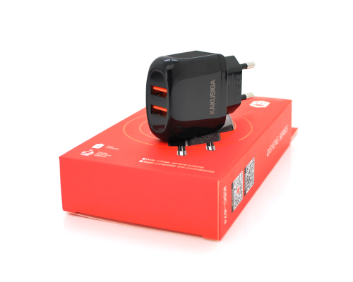 СЗУ AC100-240V iKAKU KSC-674 QISHENG dual port fast charger, Black, Box