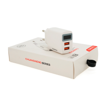 СЗУ AC100-240V iKAKU KSC-180 CHUANGNENG, 2xUSB, 2.4A, з цифровим дисплеєм, White, Box СЗУ AC100-240V iKAKU KSC-180 CHUANGNENG, 2xUSB, 2.4A, з цифровим дисплеєм, White, Box