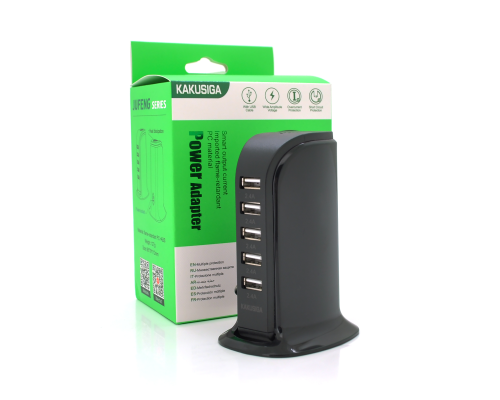 СЗУ AC100-240V iKAKU KSC-741 Jufeng Series Desktop, 5xUSB, Output: DC5V/2.4A (12W), Black, Box СЗУ AC100-240V iKAKU KSC-741 Jufeng Series Desktop, 5xUSB, Output: DC5V/2.4A (12W), Black, Box