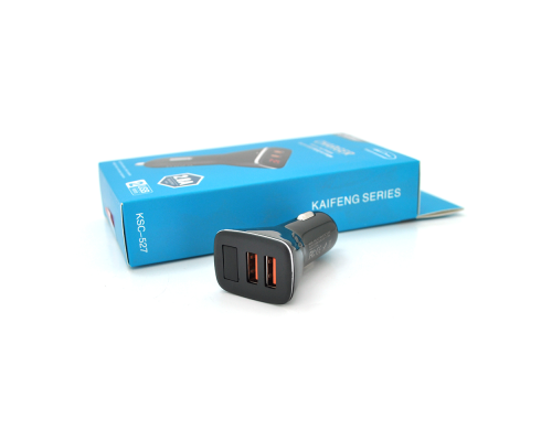 АЗП 12-24V iKAKU KSC-527 KAIFENG, 2xUSB, Output: USB1 / 2: DC5V / 2.8A, Black, Blister-box
