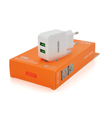 СЗУ AC100-240V iKAKU KSC-408 OUQI, 2xUSB, 2.4A, White, Box