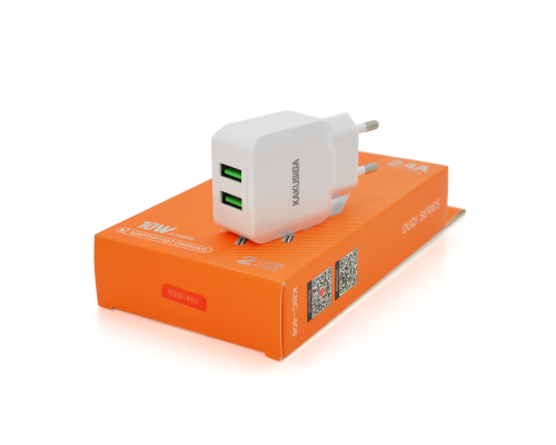 СЗУ AC100-240V iKAKU KSC-408 OUQI, 2xUSB, 2.4A, White, Box