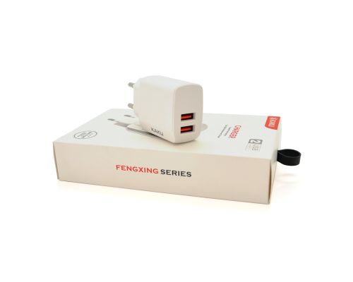 СЗУ AC100-240V iKAKU KSC-179 FENGXING, 2xUSB, 2.4A, White, Box
