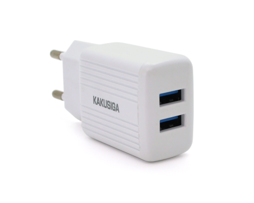 СЗУ AC100-240V iKAKU KSC-368 DILANG, 2xUSB, Output: DC5V/2.4A (12W), White, Blister-box