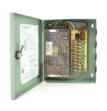 Імпульсний блок живлення 12V-10A / 9CH в боксі з замком перфорований, 9-ти канальний, Q20