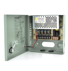 Імпульсний блок живлення 12V-5A / 4CH в боксі з замком перфорований, 4-х канальний, Q30