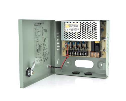 Імпульсний блок живлення 12V-5A / 4CH в боксі з замком перфорований, 4-х канальний, Q30