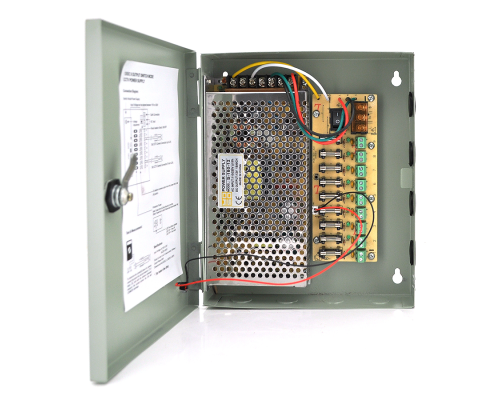 Імпульсний блок живлення 12V-15A / 9CH в боксі з замком перфорований, 9-ти канальний, Q20