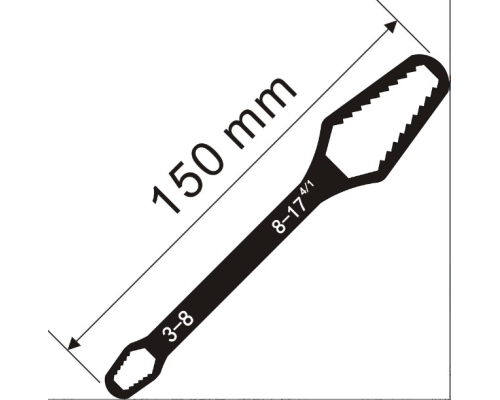 Універсальний ключ Torx 3-17 мм, регульований ключ, що самозатягується, з подвійною головкою, гайковий ключ, Black