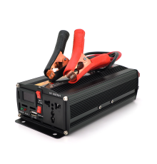 Інвертор напруги POWERMASTER, 24V/220V, 600W з модифікованою синусоїдою, 1 універсальна розетка, клеми