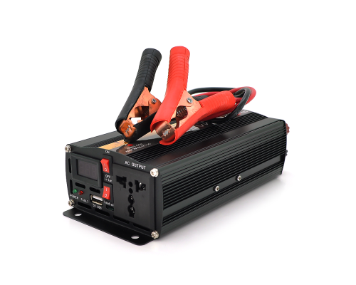 Інвертор напруги POWERMASTER, 24V/220V, 600W з модифікованою синусоїдою, 1 універсальна розетка, клеми Інвертор напруги POWERMASTER, 24V/220V, 600W з модифікованою синусоїдою, 1 універсальна розетка, клеми