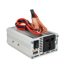 Інвертор напруги Himastar500W (DC:250W), 12/220V з апроксимованою синусоїдою, 1 універсальна розетка, 1*USB (DC:5V/2.4A), клеми+затискачі, Q40