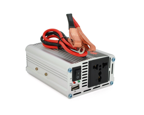 Інвертор напруги Himastar500W (DC:250W), 12/220V з апроксимованою синусоїдою, 1 універсальна розетка, 1*USB (DC:5V/2.4A), клеми+затискачі, Q40