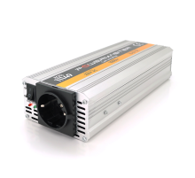 Інвертор напруги POWERMASTER-1000(600Вт), 12/220V, approximated, 1 універсальна розетка, клем + крокодили, Box
