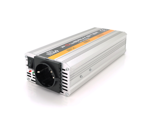 Інвертор напруги POWERMASTER-1000(600Вт), 12/220V, approximated, 1 універсальна розетка, клем + крокодили, Box Інвертор напруги POWERMASTER-1000(600Вт), 12/220V, approximated, 1 універсальна розетка, клем + крокодили, Box