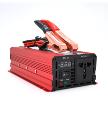 Інвертор напруги CJ-1600M (DC:800W), 12/220V з апроксимованою синусоїдою, 1 універсальна розетка, крокодили, Q24