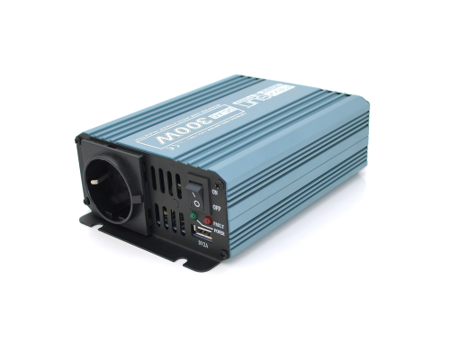 Інвертор напруги Mexxsun MXS-300, 12V/220V, 300W з модифікованою синусоїдою, 1 Shuko, клемні дроти, Q12