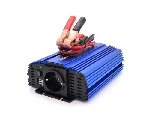 Інвертор напруги Tommatech MS-600, 12V/220V, 600W з апроксимованою синусоїдою, 1Shuko, USB, клемні дроти, АЗУ+ затискачі, Q15