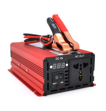 Інвертор напруги ST600CP (DC:300W), 12/220V з апроксимованою синусоїдою, 1 універсальна розетка, крокодили, BOX