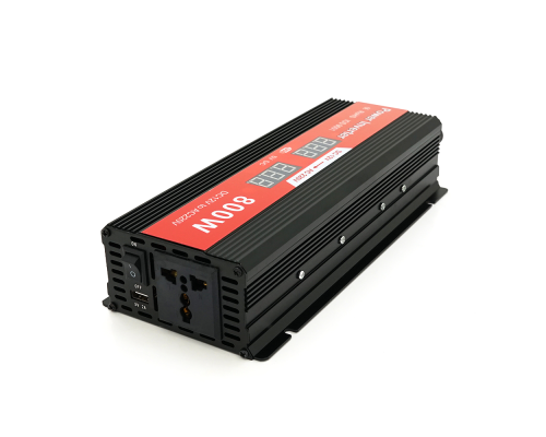 Інвертор напруги Demuda, 800W 12/220V з апроксимованою синусоїдою, 1 універсальна розетка, USB, клемні дроти