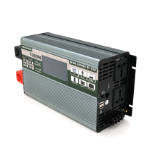 Інвертор напруги Demuda DMDPSW-1000W, 12V/220V, 1000W з правильною синусоїдою, 2 універсальні розетки, 2 USB, Rj 45, клемні дроти, Q6