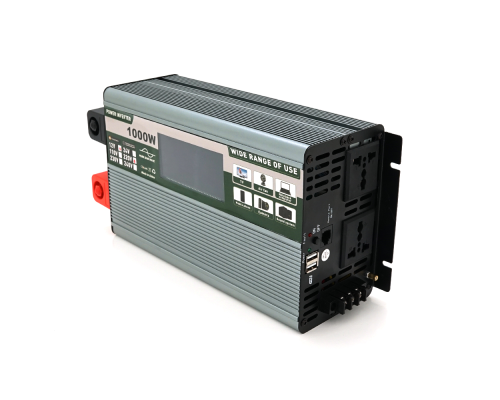 Інвертор напруги Demuda DMDPSW-1000W, 12V/220V, 1000W з правильною синусоїдою, 2 універсальні розетки, 2 USB, Rj 45, клемні дроти, Q6