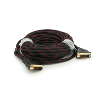 Кабель Merlion Dvi-Dvi 10m, 2 ферита, обплетення, Black, 24 / 24pin, (Пакет), Q50