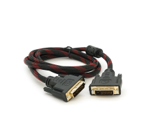 Кабель Merlion Dvi-Dvi 1.5m, 2 ферита, обплетення, Black / Red, 24 / 24pin, (Пакет) Q150