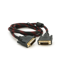 Кабель Merlion Dvi-Dvi 1.5m, 2 ферита, обплетення, Black / Red, 24 / 24pin, (Пакет) Q150