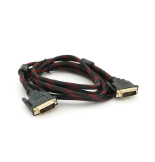 Кабель Merlion Dvi-Dvi 3.0m, 2 ФЕРИТ, обплетення, Black / Red, 24 / 24pin, (Пакет) Q100