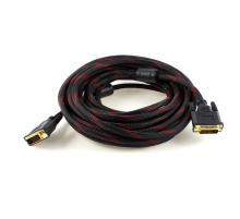 Кабель Merlion Dvi-Dvi 5.0m, 2 ФЕРИТ, обплетена, Black / Red, 24 / 24pin, (Пакет), Q80 Кабель Merlion Dvi-Dvi 5.0m, 2 ФЕРИТ, обплетена, Black / Red, 24 / 24pin, (Пакет), Q80