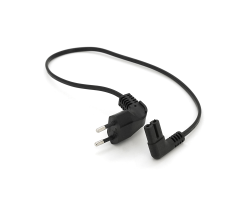 Кабель питания 0.5m, 0.5mm, PC-184/2 CEE7/16-C7 2 pin (для бытовой техники), Black, 90° OEM Q50