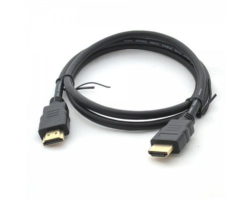 Кабель Merlion HDMI-HDMI HIGH SPEED 0.8m, v1.4, OD-7.5mm, круглий Black, коннектор Black, (Пакет) Q500