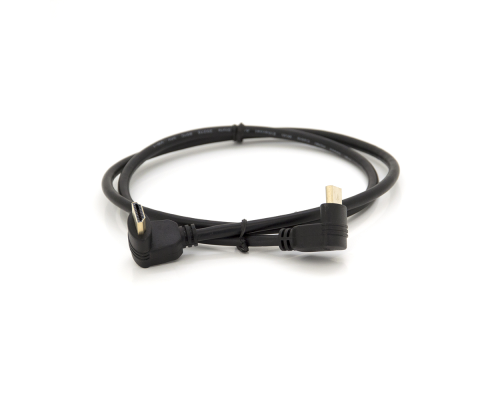 Кабель MerlionHDMI-HDMI 1.0m, v1.4, OD-7.5mm, круглий Black, коннектор Black 90 ° кутовий / 90 ° кутовий