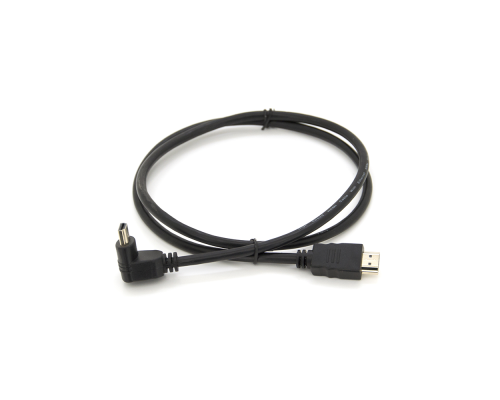 Кабель Merlion HDMI-HDMI 1.0m, v1.4, OD-7.5mm, круглий Black, коннектор Black 90 ° кутовий