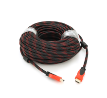 Кабель Merlion HDMI-HDMI 30m, v1.4, OD-7.4mm, 2 фільтри, обплетення, круглий Black/RED, конектор RED/Black, (Пакет) Q20 Кабель Merlion HDMI-HDMI 30m, v1.4, OD-7.4mm, 2 фільтри, обплетення, круглий Black/RED, конектор RED/Black, (Пакет) Q20