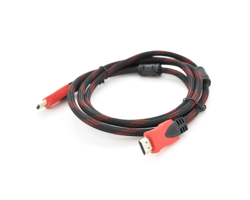 Кабель Merlion HDMI-HDMI 20m, v1.4, OD-7.4mm, 2 фільтра, обплетення, круглий Black / RED, коннектор RED / Black, (Пакет) Q27