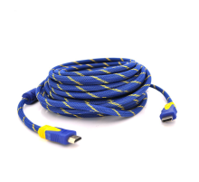 Кабель HDMI-HDMI 20m, v1.4, OD-8.0mm, 2 фільтра, обплетення, круглий Blue / Gold, коннектор Blue-yello, (Пакет) Q20