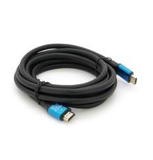 Кабель Merlion HDMI-HDMI 4Kx2K Ultra HD, 3.0m, v2,0, круглий Black, коннектор Blue, Blister-box, Q80