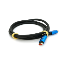 Кабель Merlion HDMI-HDMI 4Kx2K Ultra HD, 1.5m, v2,0, круглий Black, коннектор Blue, Blister-box, Q100
