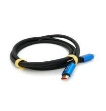 Кабель Merlion HDMI-HDMI 4Kx2K Ultra HD, 1.5m, v2,0, круглий Black, коннектор Blue, Blister-box, Q100