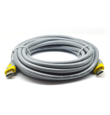 Кабель Merlion HDMI-HDMI V-Link High Speed 20.0m, v2,0, OD-8.2mm, круглий Grey, коннектор Grey / Yellow, (Пакет), Q16