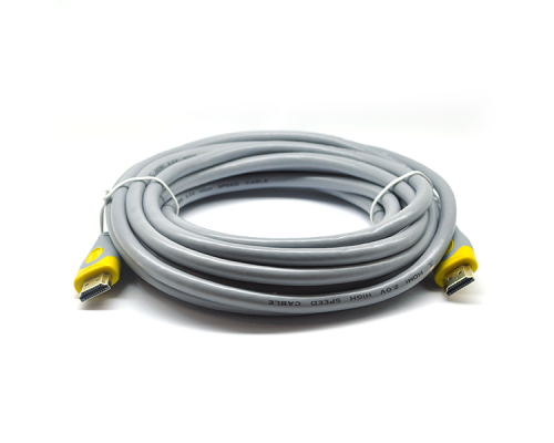 Кабель Merlion HDMI-HDMI V-Link High Speed 20.0m, v2,0, OD-8.2mm, круглий Grey, коннектор Grey / Yellow, (Пакет), Q16