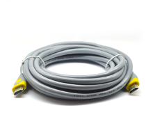 Кабель Merlion HDMI-HDMI V-Link High Speed 15.0m, v2,0, OD-8.2mm, круглий Grey, коннектор Grey / Yellow, (Пакет), Q25