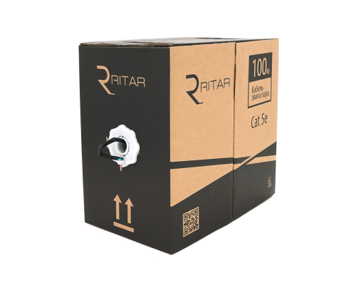 Кабель КНП UTP (4 * 2 * 0.5) 4p 24 AWG, Ritar, (CCA), ізоляція ПЕ, для зовн. робіт, 100м, Black, Q2