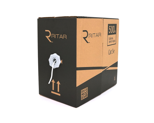 Кабель КВП UTP (2*2*0.5) 2p 24 AWG, Ritar, (CCA), для внутр. робіт, 500м, White, Corton BOX (380x380x450),Q2