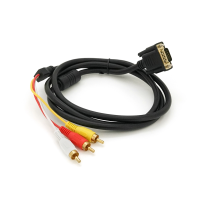 Кабель VGA (тато)-3RCA (тато) 1.5m, Black/Red, обплетення, пакет