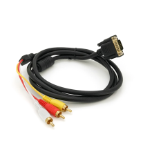Кабель VGA (тато)-3RCA (тато) 1.5m, Black/Red, обплетення, пакет