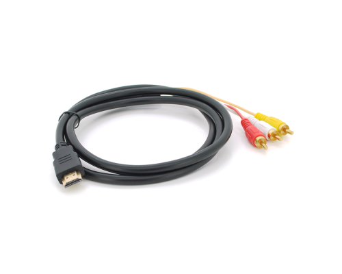 Кабель HDMI (тато)-3RCA (тато), 1.5m, 2 ферити, обплетення, Black/Red, пакет Кабель HDMI (тато)-3RCA (тато), 1.5m, 2 ферити, обплетення, Black/Red, пакет