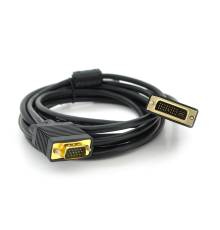 Кабель VGA (тато) -DVI-I (тато) (24 + 5) 3метра 2 фериту обплетення круглий чорний